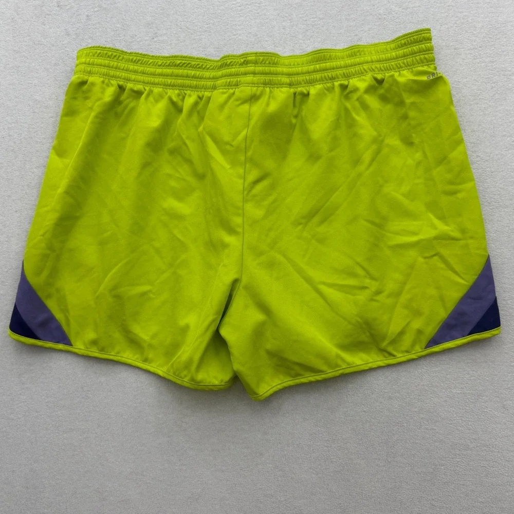 Nike Shorts Women XL Neon Yellow Dri-FIT Running Athletic Colorblock 3.5